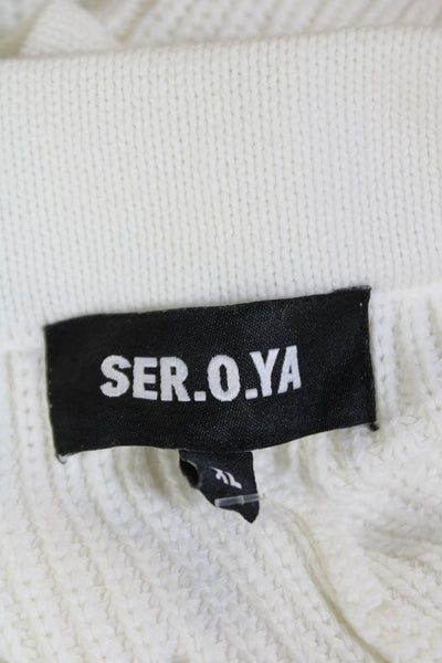 Ser.O.Ya Womens Cotton Drawstring Pull-On Casual Shorts White Size XL