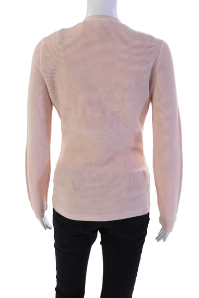 Tse Womens Long Sleeve Open Front Waffle Knit Cardigan Sweater Pink Size Small
