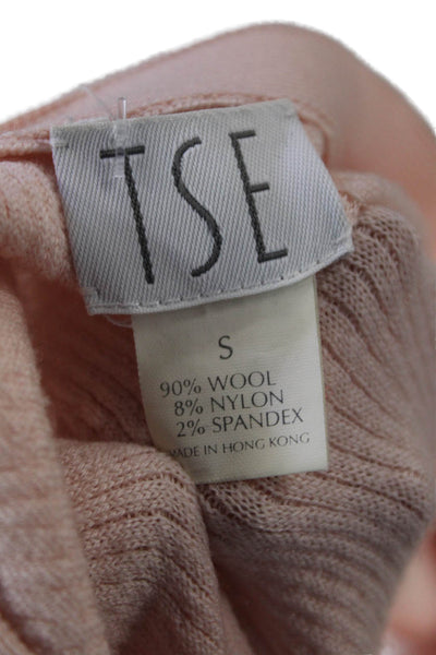 Tse Womens Long Sleeve Open Front Waffle Knit Cardigan Sweater Pink Size Small