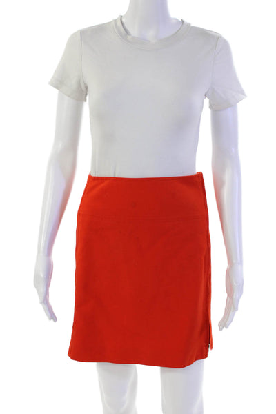 Ralph Lauren Black Label Womens Side Zip Knee Length Pencil Skirt Orange Size 4