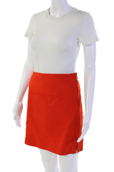 Ralph Lauren Black Label Womens Side Zip Knee Length Pencil Skirt Orange Size 4