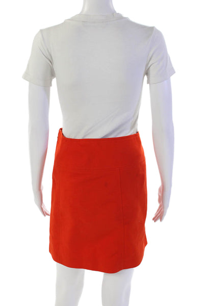 Ralph Lauren Black Label Womens Side Zip Knee Length Pencil Skirt Orange Size 4