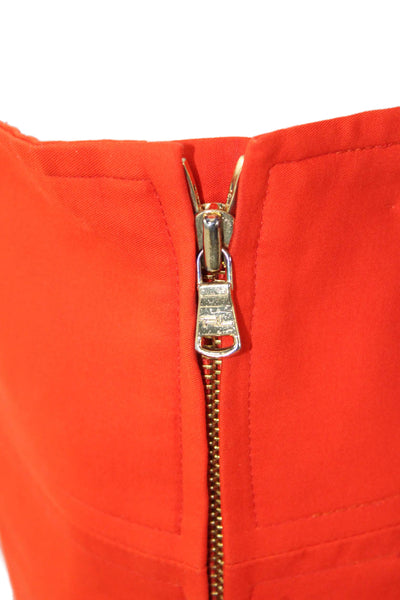 Ralph Lauren Black Label Womens Side Zip Knee Length Pencil Skirt Orange Size 4