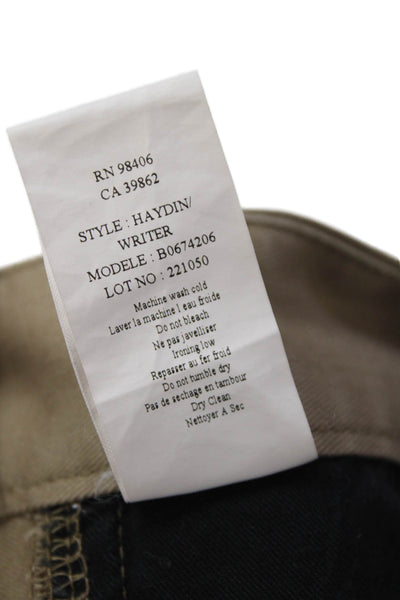Theory Mens Zipper Fly Pleated Straight Leg Chino Pants Brown Cotton Size 36