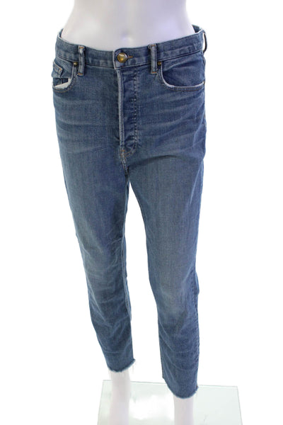 The Great Womens The Peg Straight Button Fly Cropped Hem Denim Blue Size 29