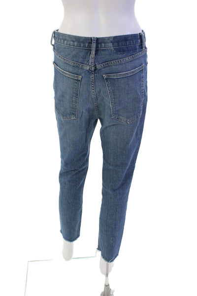 The Great Womens The Peg Straight Button Fly Cropped Hem Denim Blue Size 29