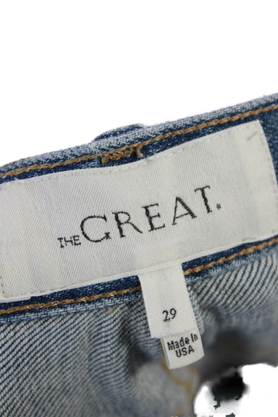 The Great Womens The Peg Straight Button Fly Cropped Hem Denim Blue Size 29