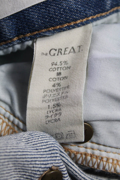 The Great Womens The Peg Straight Button Fly Cropped Hem Denim Blue Size 29