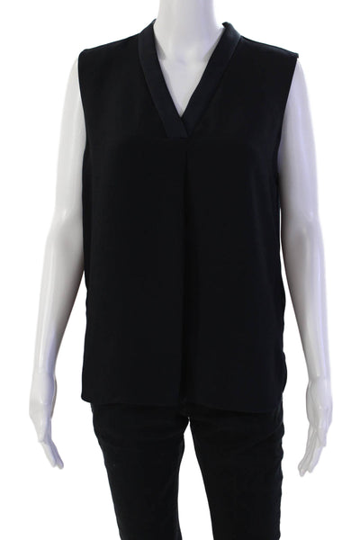 Ted Baker Womens Deep V-Neck Sleeveless Rounded Hem Blouse Top Blue Size 3