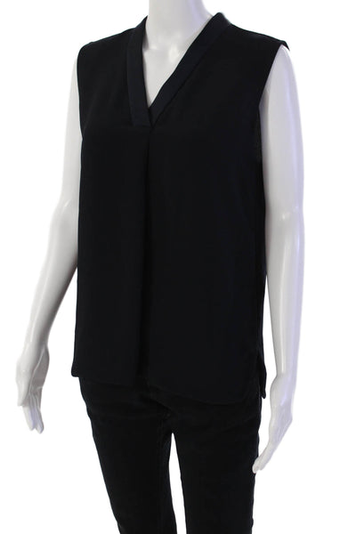 Ted Baker Womens Deep V-Neck Sleeveless Rounded Hem Blouse Top Blue Size 3