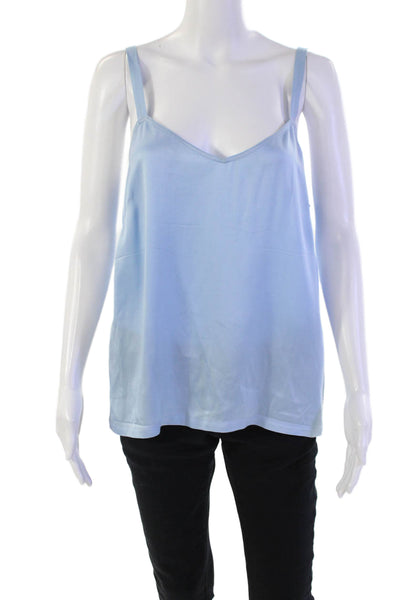 Vince Womens Spaghetti Strap Lightweight V-Neck Blouse Top Blue Size M