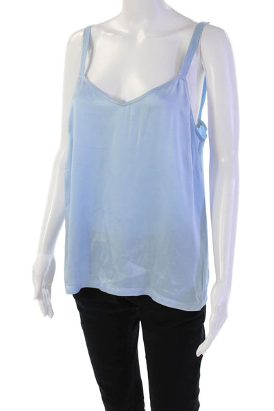 Vince Womens Spaghetti Strap Lightweight V-Neck Blouse Top Blue Size M