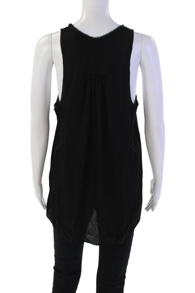 Rebecca Taylor Womens Silk Sleeveless Round Neck Blouse Top Black Size 8