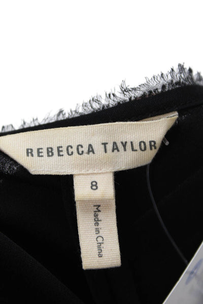 Rebecca Taylor Womens Silk Sleeveless Round Neck Blouse Top Black Size 8