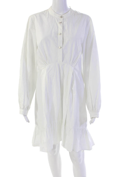 The Kooples Womens Button Down Flare Hem Long Sleeve Dress White Size S