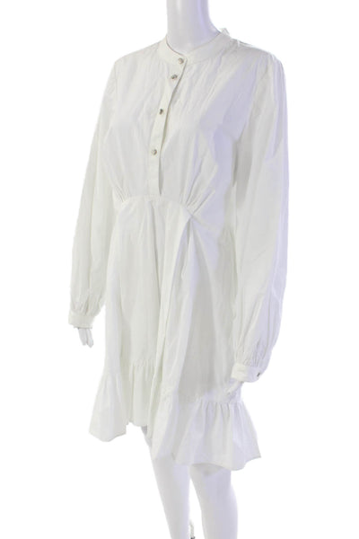 The Kooples Womens Button Down Flare Hem Long Sleeve Dress White Size S