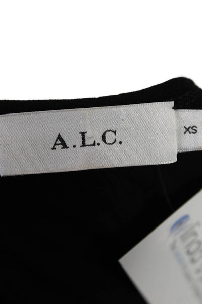 ALC Womens Round Neck Sleeveless Ruched Waist Bodycon Dress Black Dress XS