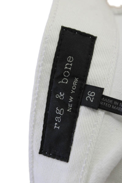Rag & Bone Womens Cotton Button Zip Distress Demin Shorts White Size 26