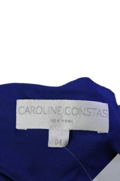 Caroline Constas Womens V-neck Spaghetti Strap Pattern Tank Top Blue Size S
