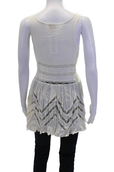 Intimately Free People Womens Sleeveless V-neck Ruffle Trim Tank Top Cream Size