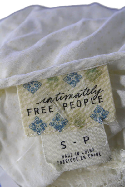 Intimately Free People Womens Sleeveless V-neck Ruffle Trim Tank Top Cream Size