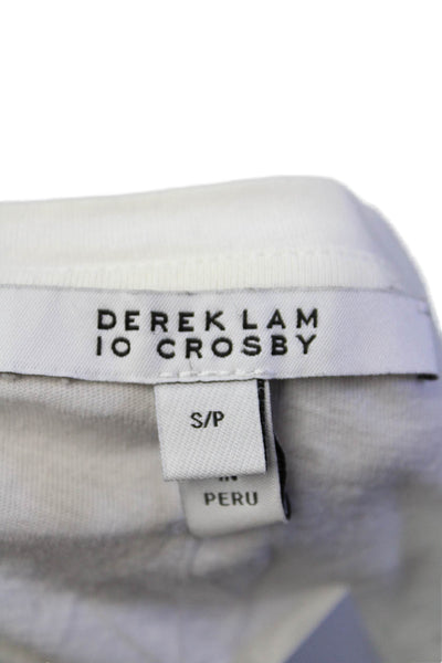 Derek Lam 10 Crosby Womens Short Sleeve V Neck Tee Shirt White Cotton Size Small