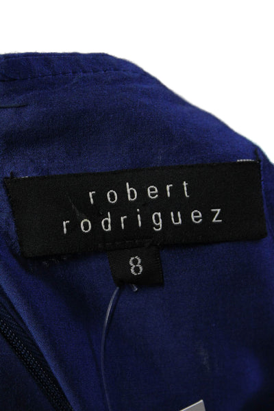 Robert Rodriguez Black Label Womens Square Neck Ruffled Mini Dress Blue Size 8