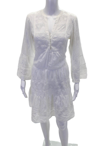 Robert Rodriguez Black Label Womens Square Neck Ruffled Mini Dress Blue Size 8