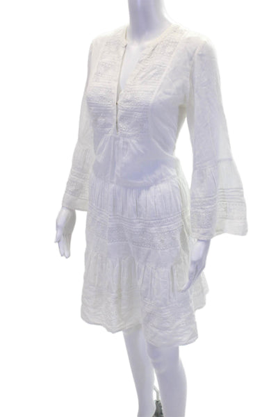 Robert Rodriguez Black Label Womens Square Neck Ruffled Mini Dress Blue Size 8