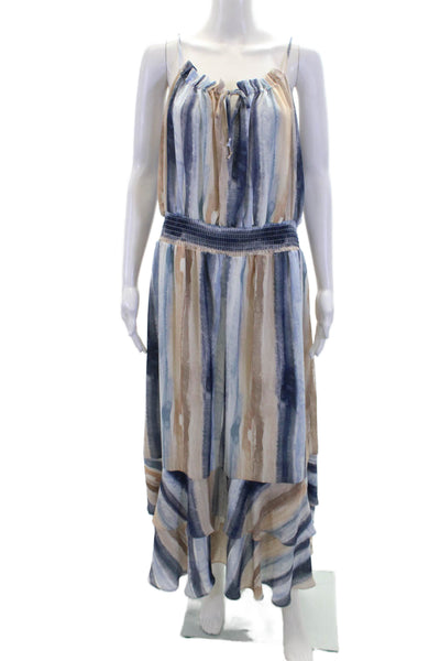 Lola & Sophie Womens Abstract Print Elastic Waist Maxi Tank Dress Navy Size XL