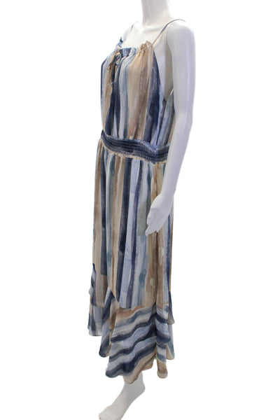 Lola & Sophie Womens Abstract Print Elastic Waist Maxi Tank Dress Navy Size XL