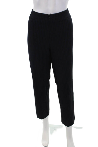 J Envie Womens Flat Front Striped High-Rise Tapered Pants Trousers Black Size 10