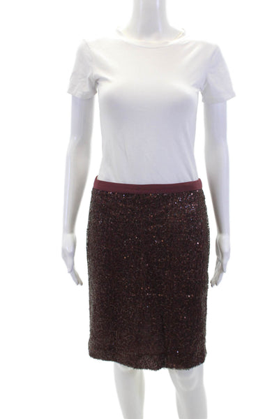 J Crew Womens Sequined Formal Zippered Pencil Mini Skirt Red Size 2