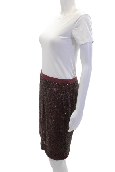 J Crew Womens Sequined Formal Zippered Pencil Mini Skirt Red Size 2