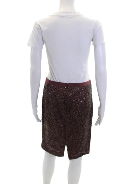 J Crew Womens Sequined Formal Zippered Pencil Mini Skirt Red Size 2