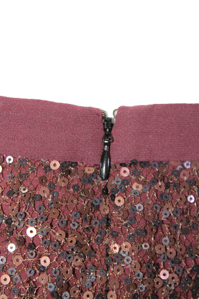 J Crew Womens Sequined Formal Zippered Pencil Mini Skirt Red Size 2