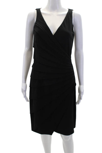 Lauren Ralph Lauren Womens Sleeveless V Neck Pleated Pencil Dress Black Size 4