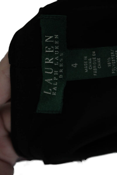 Lauren Ralph Lauren Womens Sleeveless V Neck Pleated Pencil Dress Black Size 4