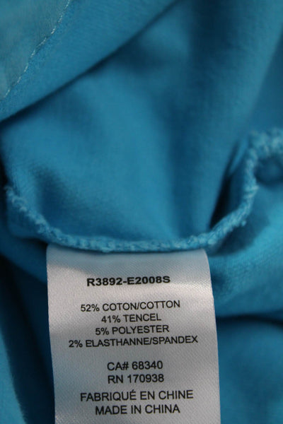Renuar Womens Cotton Blend Collared Button Up Denim Jacket Light Blue Size S