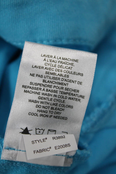 Renuar Womens Cotton Blend Collared Button Up Denim Jacket Light Blue Size S
