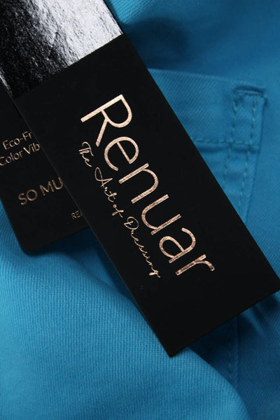Renuar Womens Cotton Blend Collared Button Up Denim Jacket Light Blue Size S