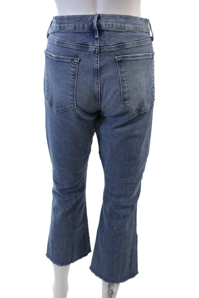 Frame Womens Zip Button High Waisted Straight  Crop Bottom Jeans Blue Size EUR 3