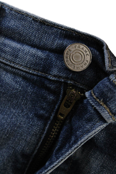 Frame Womens Zip Button High Waisted Straight  Crop Bottom Jeans Blue Size EUR 3