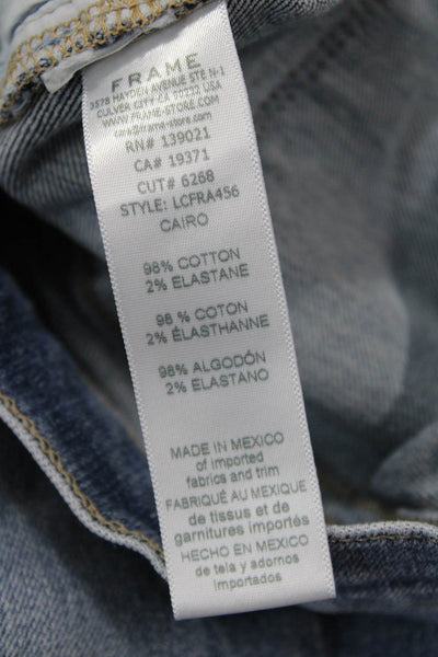 Frame Womens Zip Button High Waisted Straight  Crop Bottom Jeans Blue Size EUR 3
