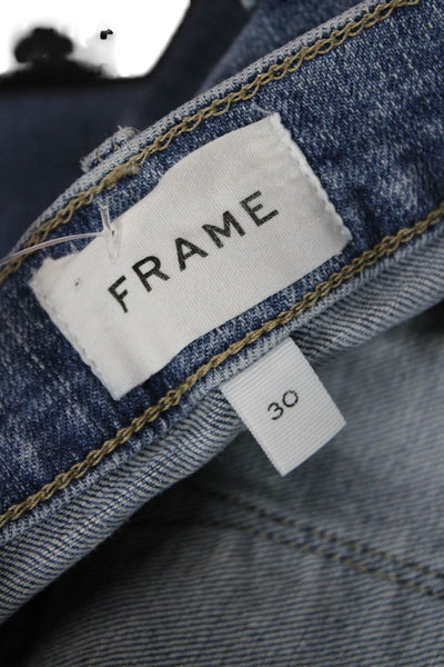 Frame Womens Zip Button High Waisted Straight  Crop Bottom Jeans Blue Size EUR 3