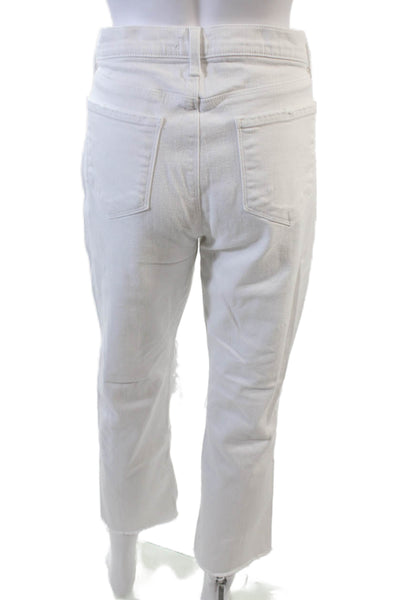 L Agence Womens Cotton Zip Button Straight Leg Light Wash Jeans White Size EUR 3