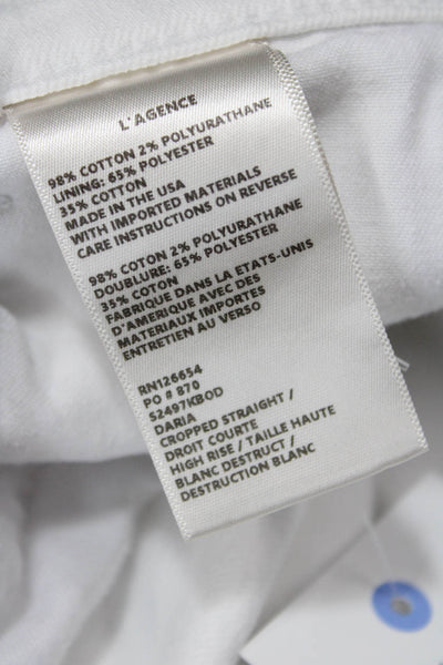 L Agence Womens Cotton Zip Button Straight Leg Light Wash Jeans White Size EUR 3