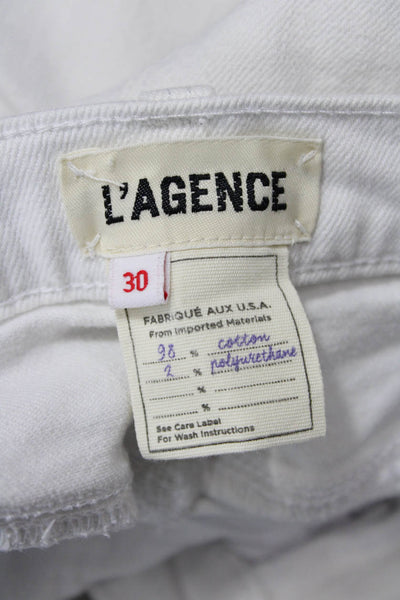 L Agence Womens Cotton Zip Button Straight Leg Light Wash Jeans White Size EUR 3