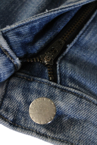 L Agence Womens Cotton Zip Button Distress Straight Jeans Blue Size EUR 30