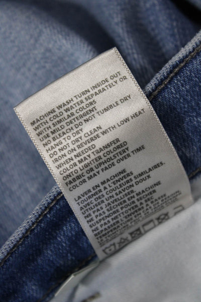 L Agence Womens Cotton Zip Button Distress Straight Jeans Blue Size EUR 30